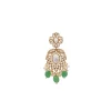 Green And Gold Floral Pendant Necklace Set With Maangtikka