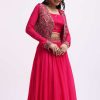 Dark Pink Embroidered Silk Lehenga Choli Set