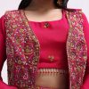 Dark Pink Embroidered Silk Lehenga Choli Set