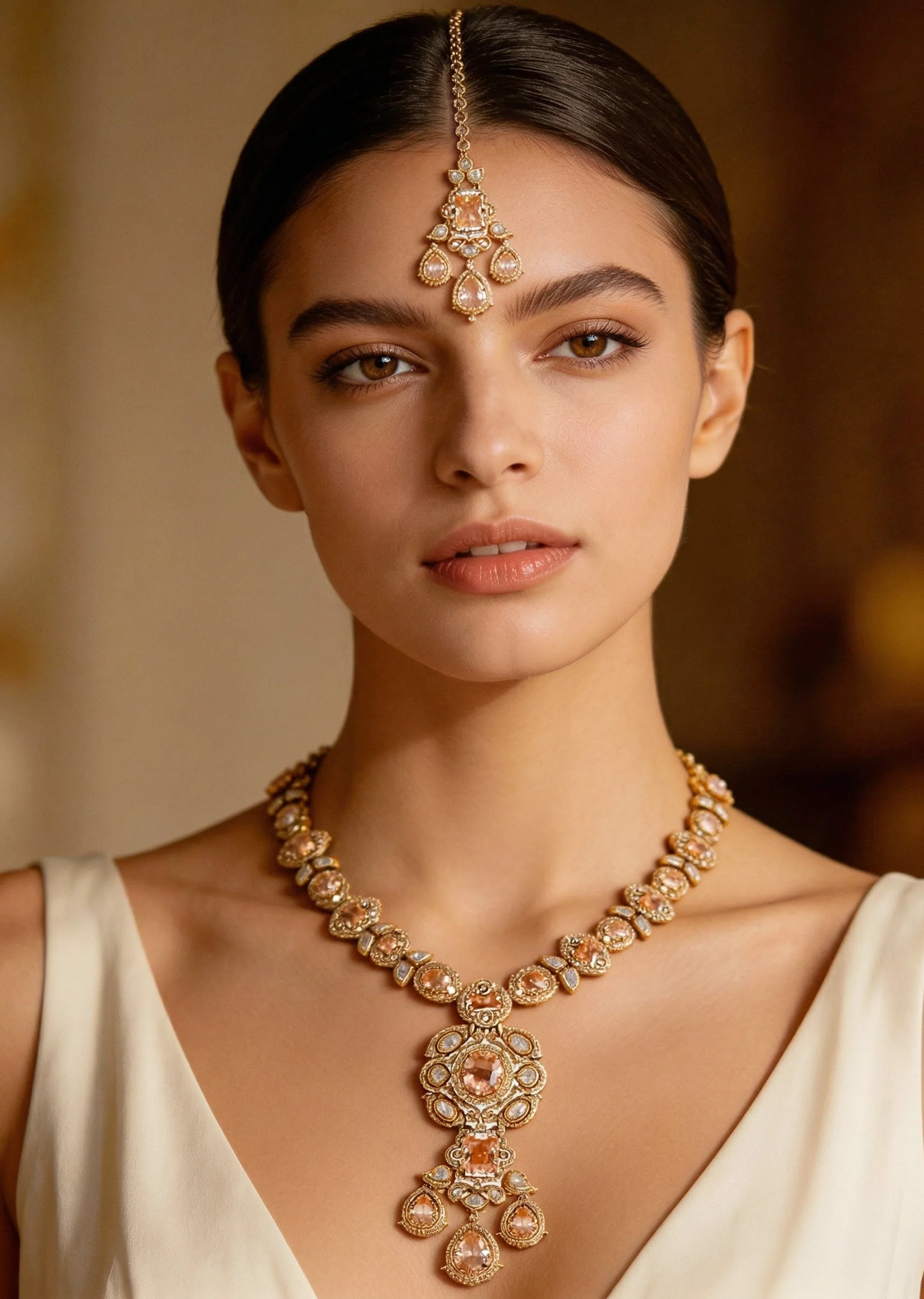 1071-champagne-gold-stone-encrusted-necklace-set-1.webp Champagne Gold Stone Encrusted Necklace Set