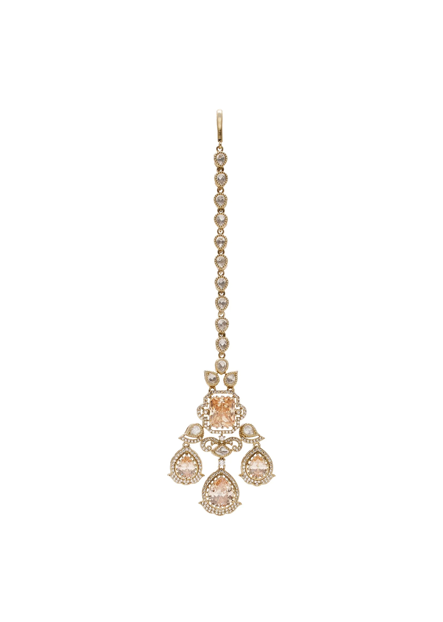 Champagne Gold Stone Encrusted Necklace Set