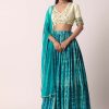 Green Printed Lehenga Set With Cutdana Work