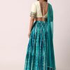 Green Printed Lehenga Set With Cutdana Work