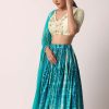 Green Printed Lehenga Set With Cutdana Work