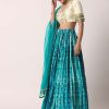 Green Printed Lehenga Set With Cutdana Work