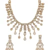 White And Gold Stone Encrusted Necklace Set With Maangtikka