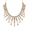 White And Gold Stone Encrusted Necklace Set With Maangtikka