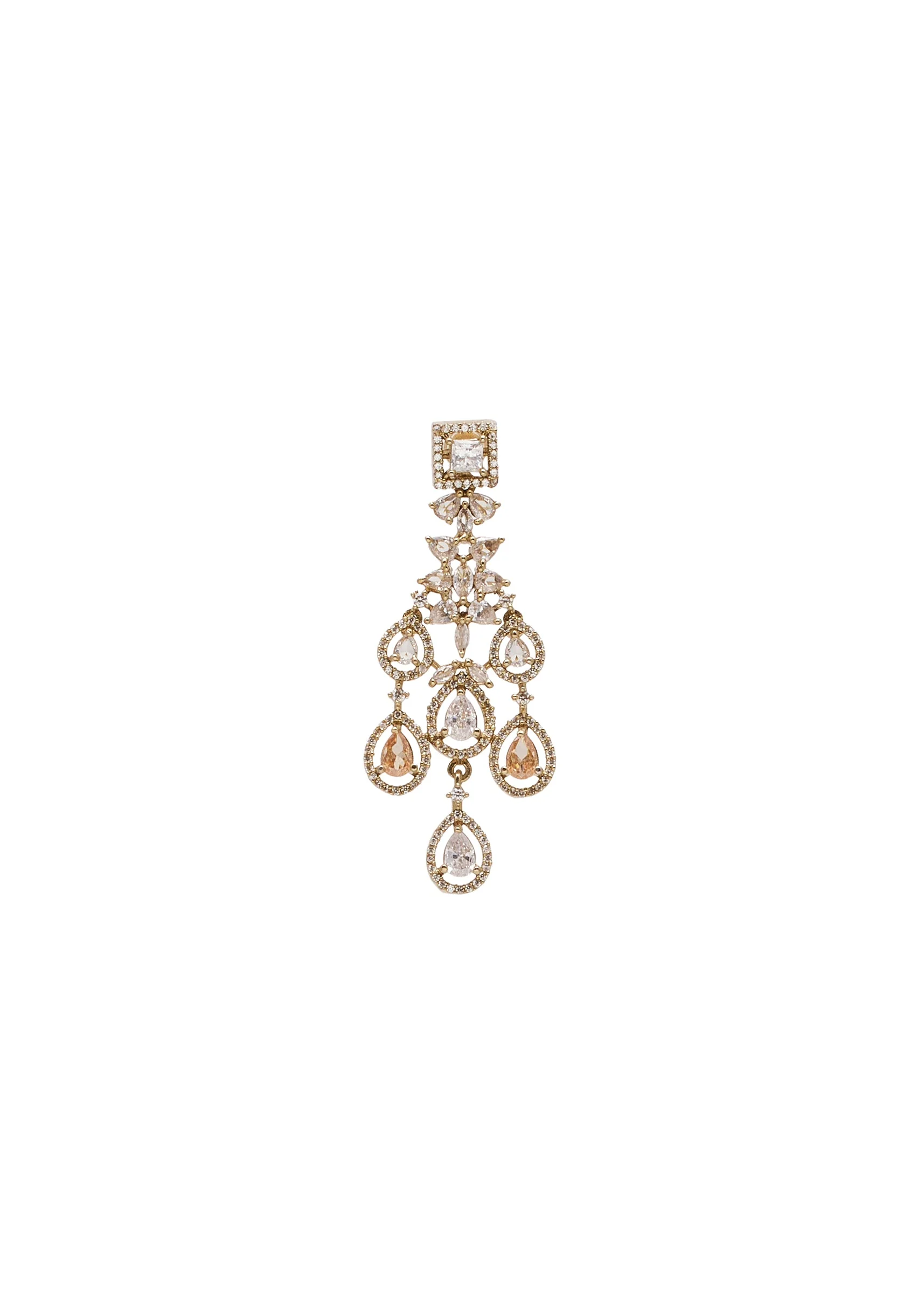 White And Gold Stone Encrusted Necklace Set With Maangtikka