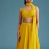 Yellow Nysa Silk Lehenga Set With Mirror Work