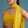 Yellow Nysa Silk Lehenga Set With Mirror Work