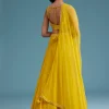Yellow Nysa Silk Lehenga Set With Mirror Work