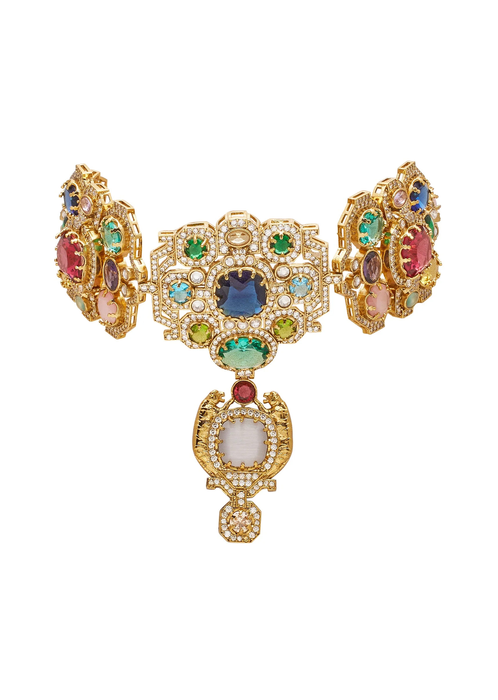 Multi Stone Embellished Necklace Set
