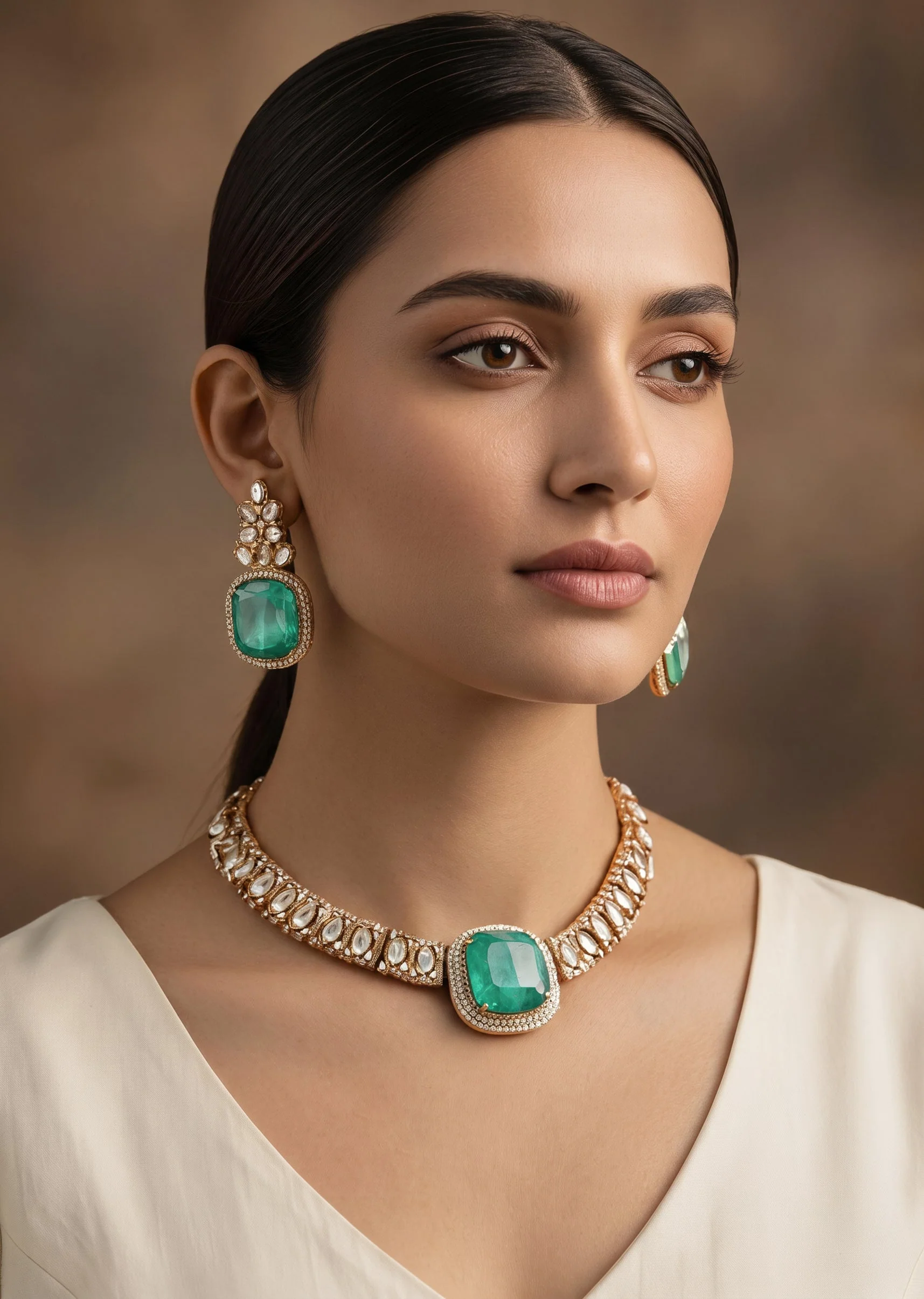 1075-gold-toned-mint-green-stone-necklace-set-1.webp Gold Toned Mint Green Stone Necklace Set