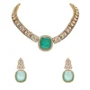 Gold Toned Mint Green Stone Necklace Set
