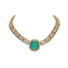 Gold Toned Mint Green Stone Necklace Set