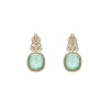 Gold Toned Mint Green Stone Necklace Set