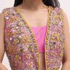 Pink Printed Lehenga Choli With Embroidered Jacket