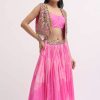 Pink Printed Lehenga Choli With Embroidered Jacket
