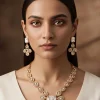 Gold-Toned CZ Necklace Set With Crystal Detailing