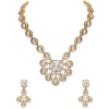 Gold-Toned CZ Necklace Set With Crystal Detailing