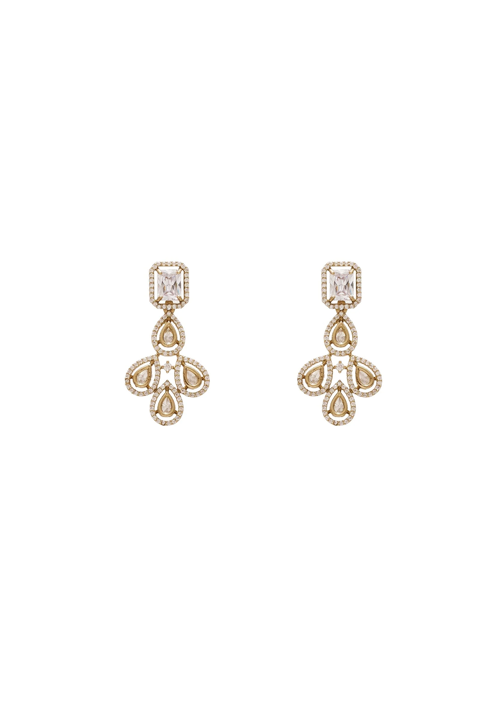 Gold-Toned CZ Necklace Set With Crystal Detailing