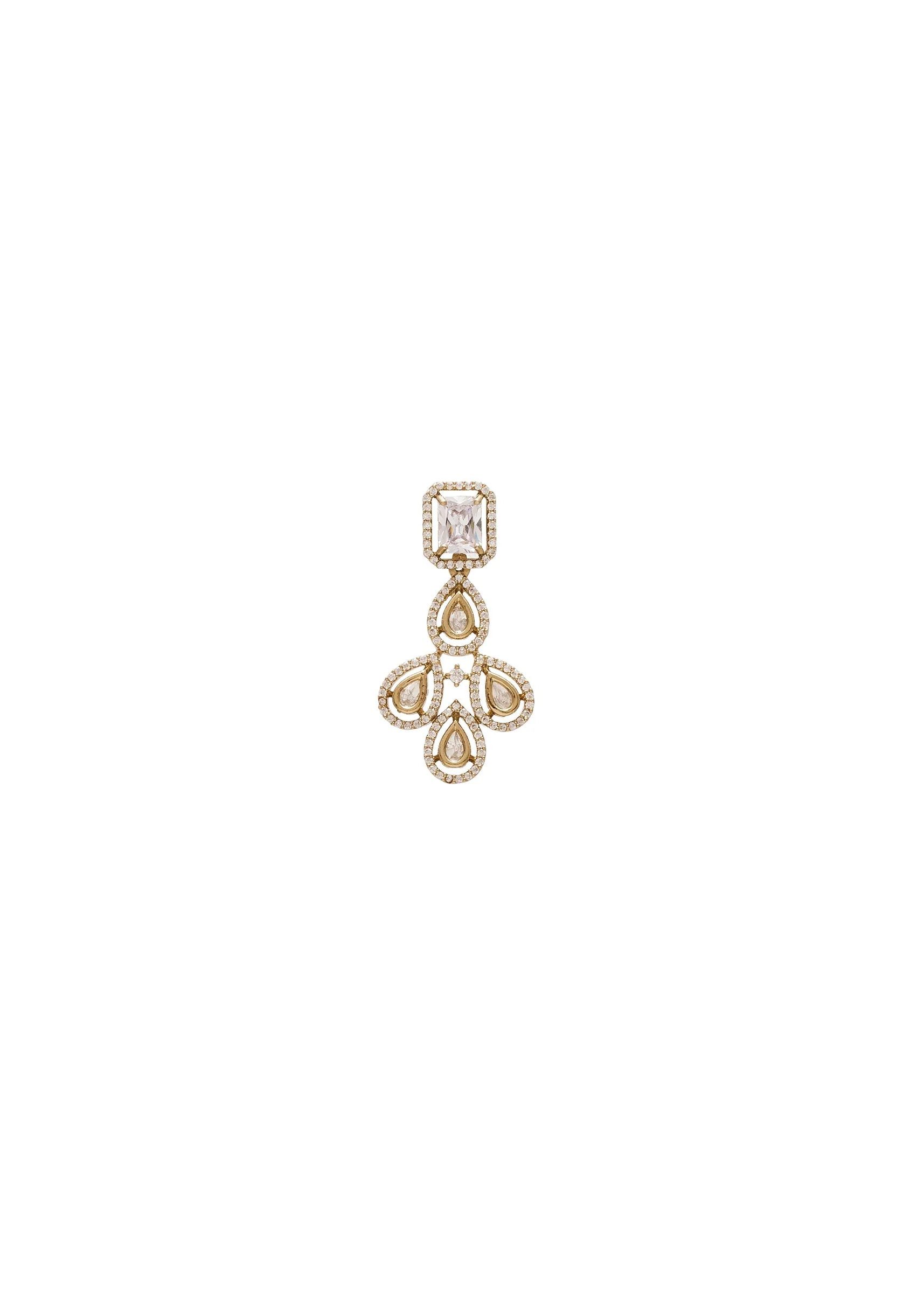 Gold-Toned CZ Necklace Set With Crystal Detailing