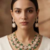 Antique Green Kundan Polki Layered Necklace Set