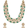 Antique Green Kundan Polki Layered Necklace Set