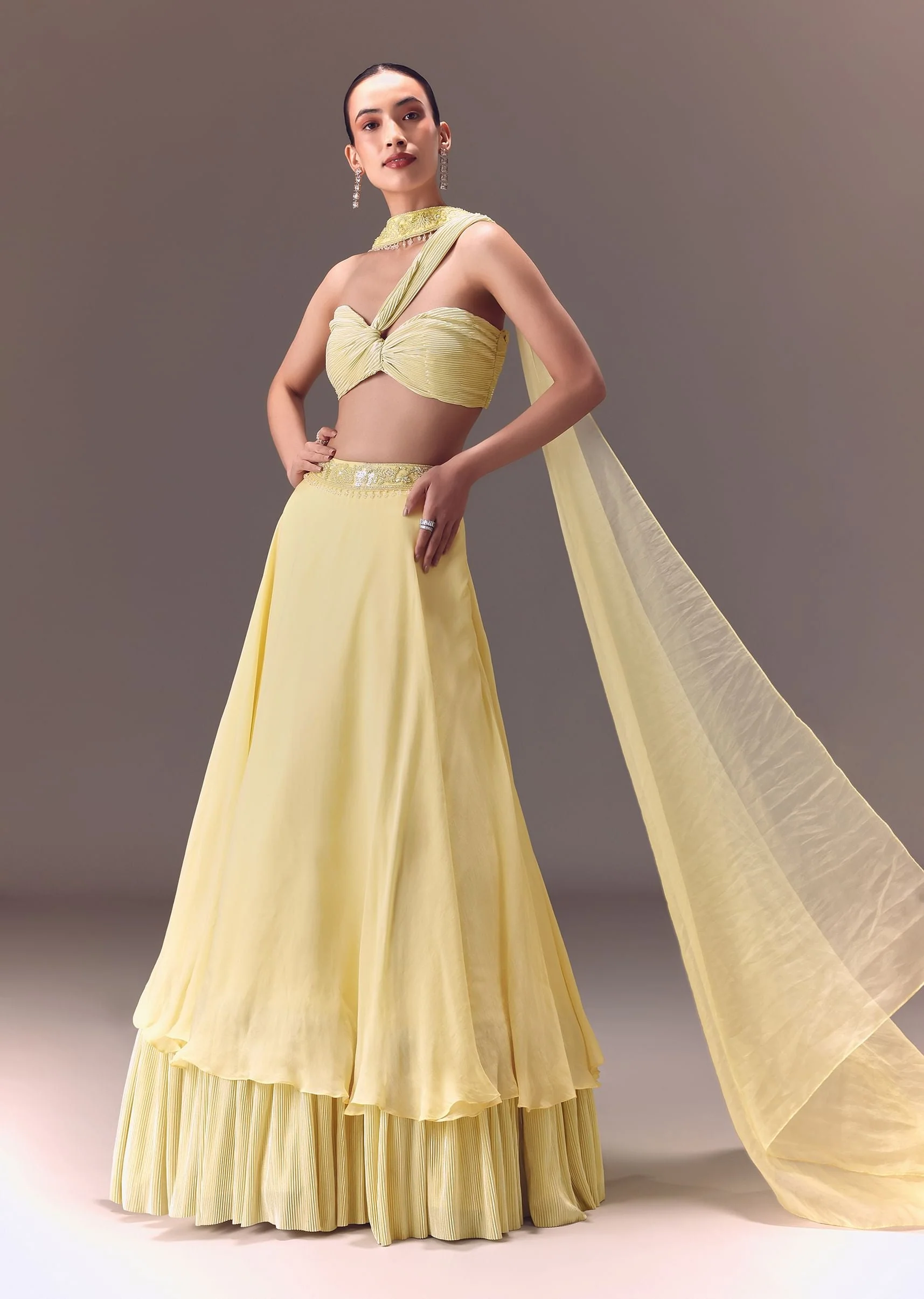 10779-yellow-pre-pleated-one-shoulder-blouse-with-frill-lehenga-and-choker-dupatta-1.webp Yellow Pre-Pleated One Shoulder Blouse With Frill Lehenga And Choker Dupatta