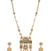 Antique Gold Toned Rajwadi Kundan Necklace Set