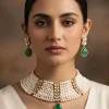 Pearl & Green Choker Necklace Set