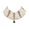 Pearl & Green Choker Necklace Set