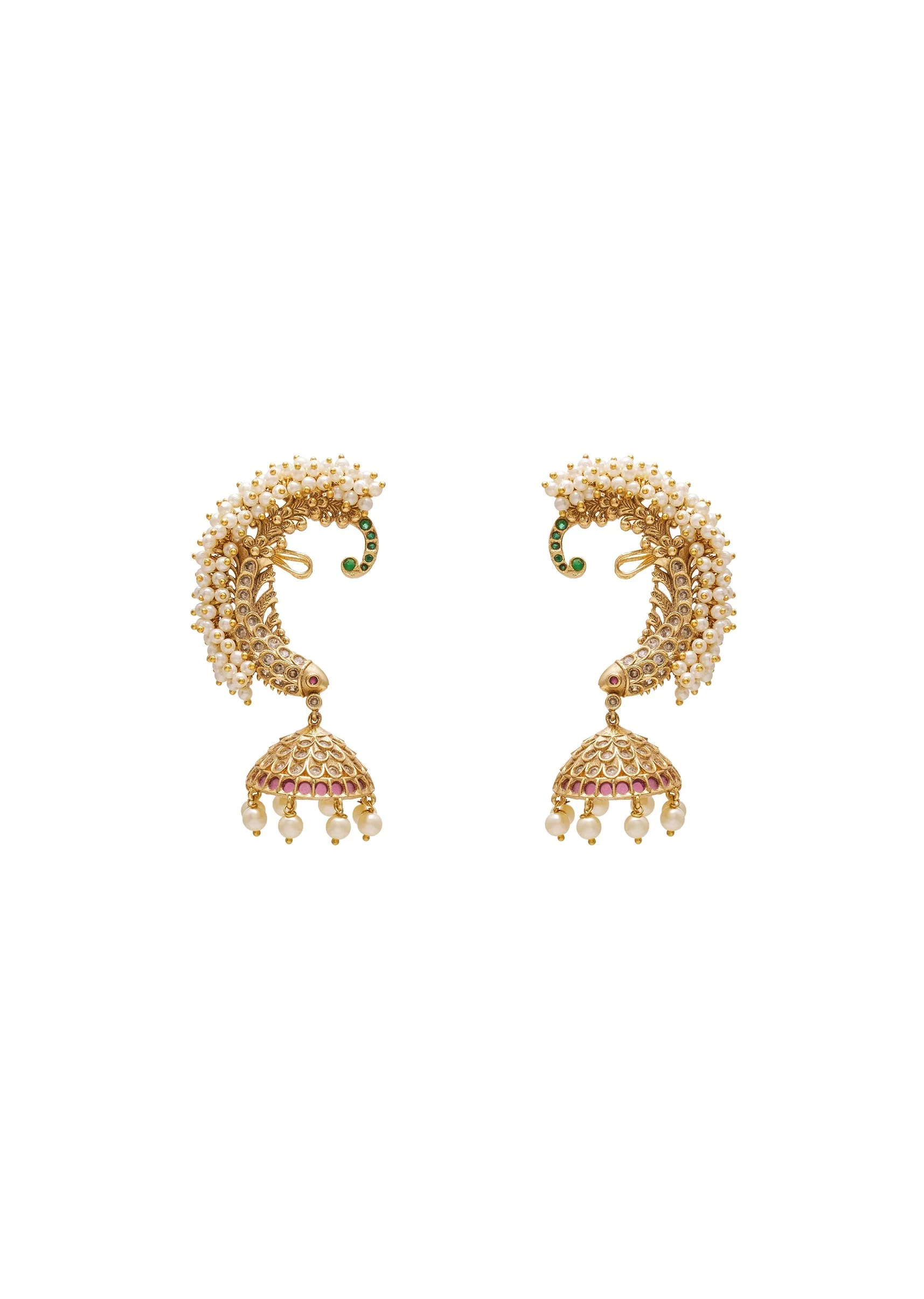 Pearl & Zirconia Jhumka Earrings