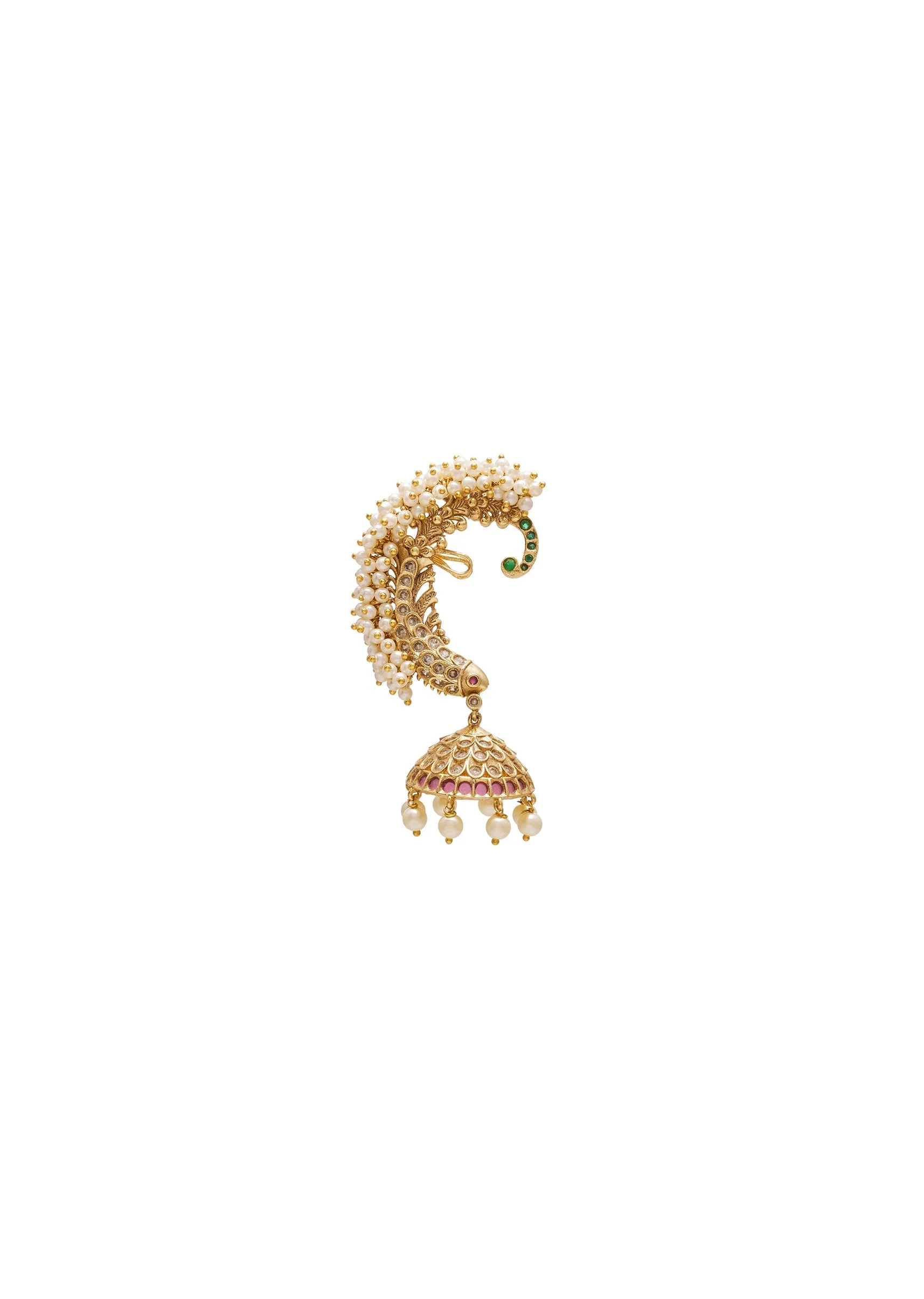 Pearl & Zirconia Jhumka Earrings