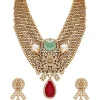 Red Layered Statement Necklace Set