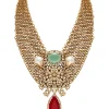 Red Layered Statement Necklace Set
