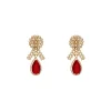 Red Layered Statement Necklace Set
