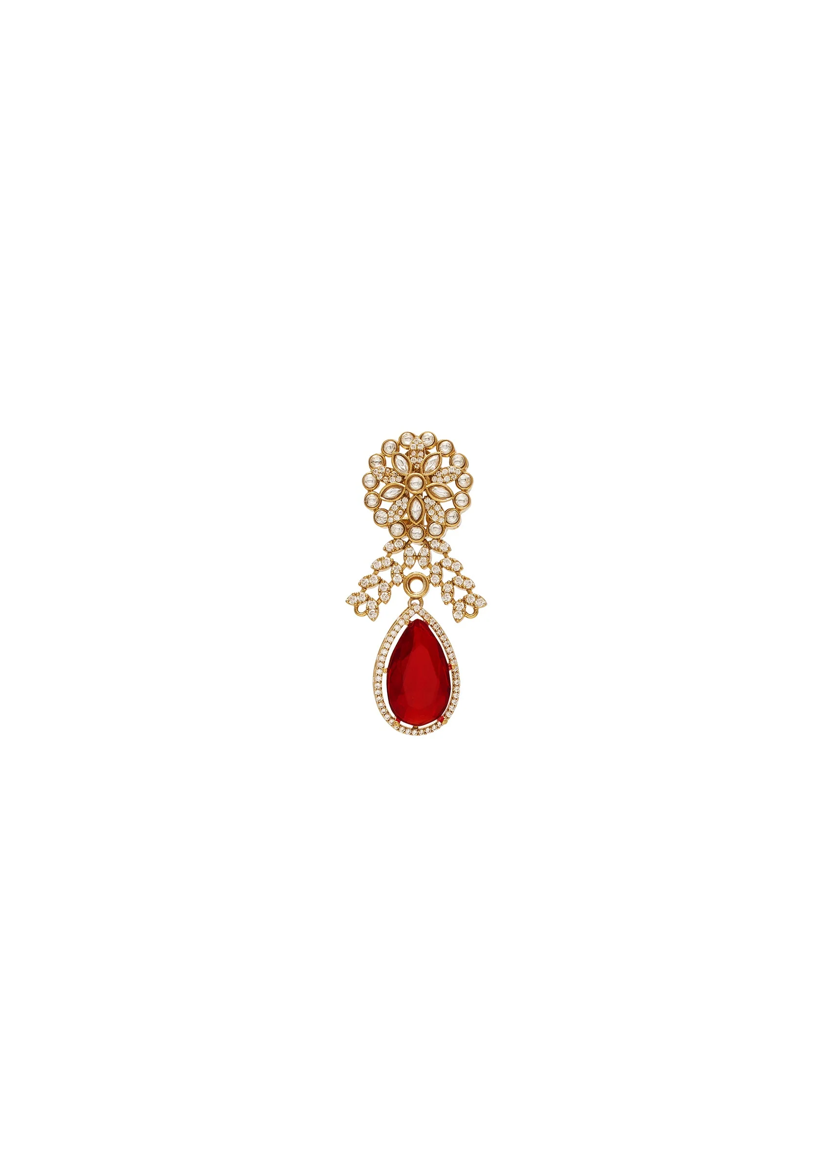 Red Layered Statement Necklace Set