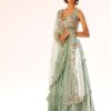 Lily Green Tiered Lehenga With Colorful Resham And Moti Embroidery In Floral Motifs