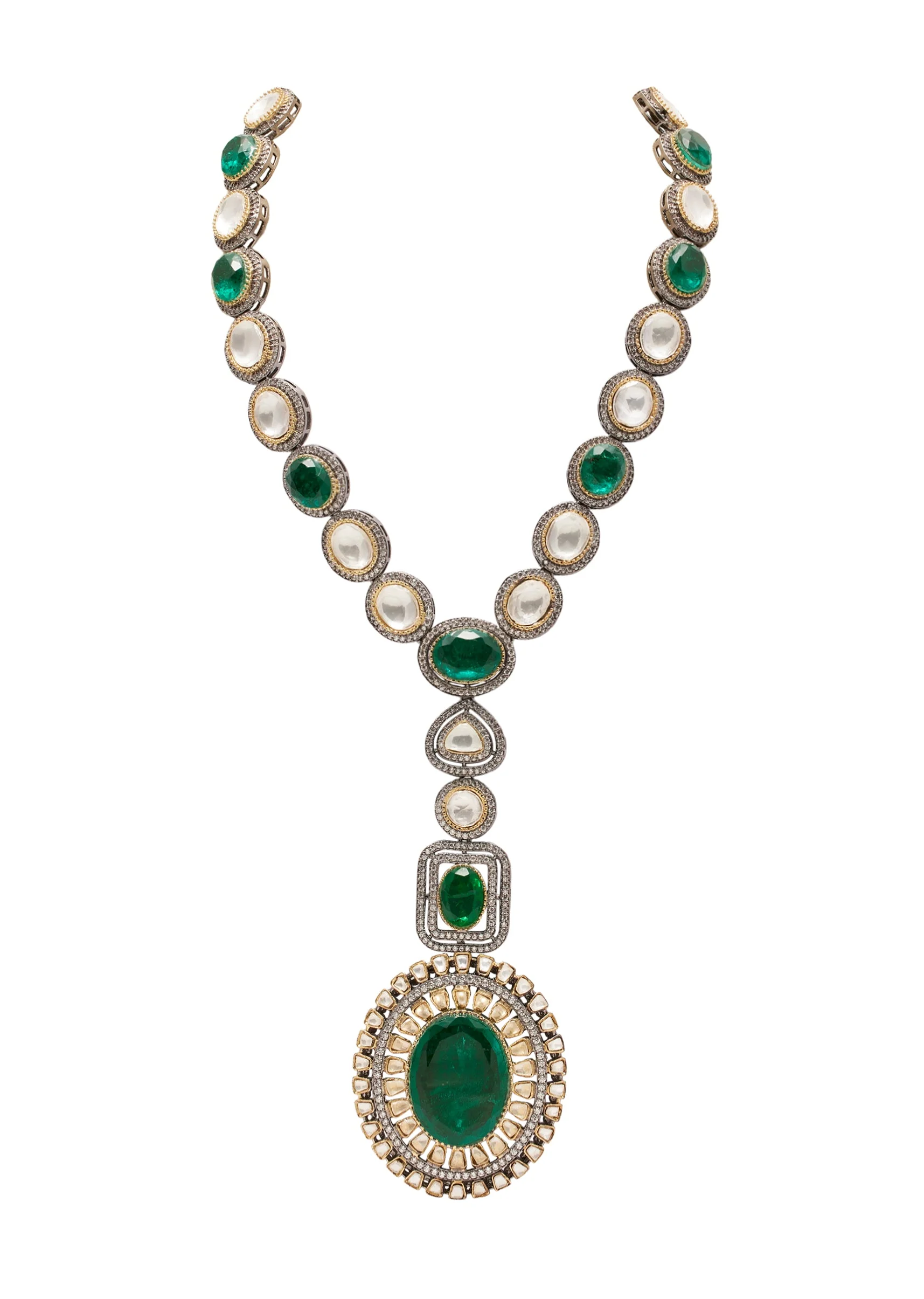 Green Layered Kundan Necklace Set