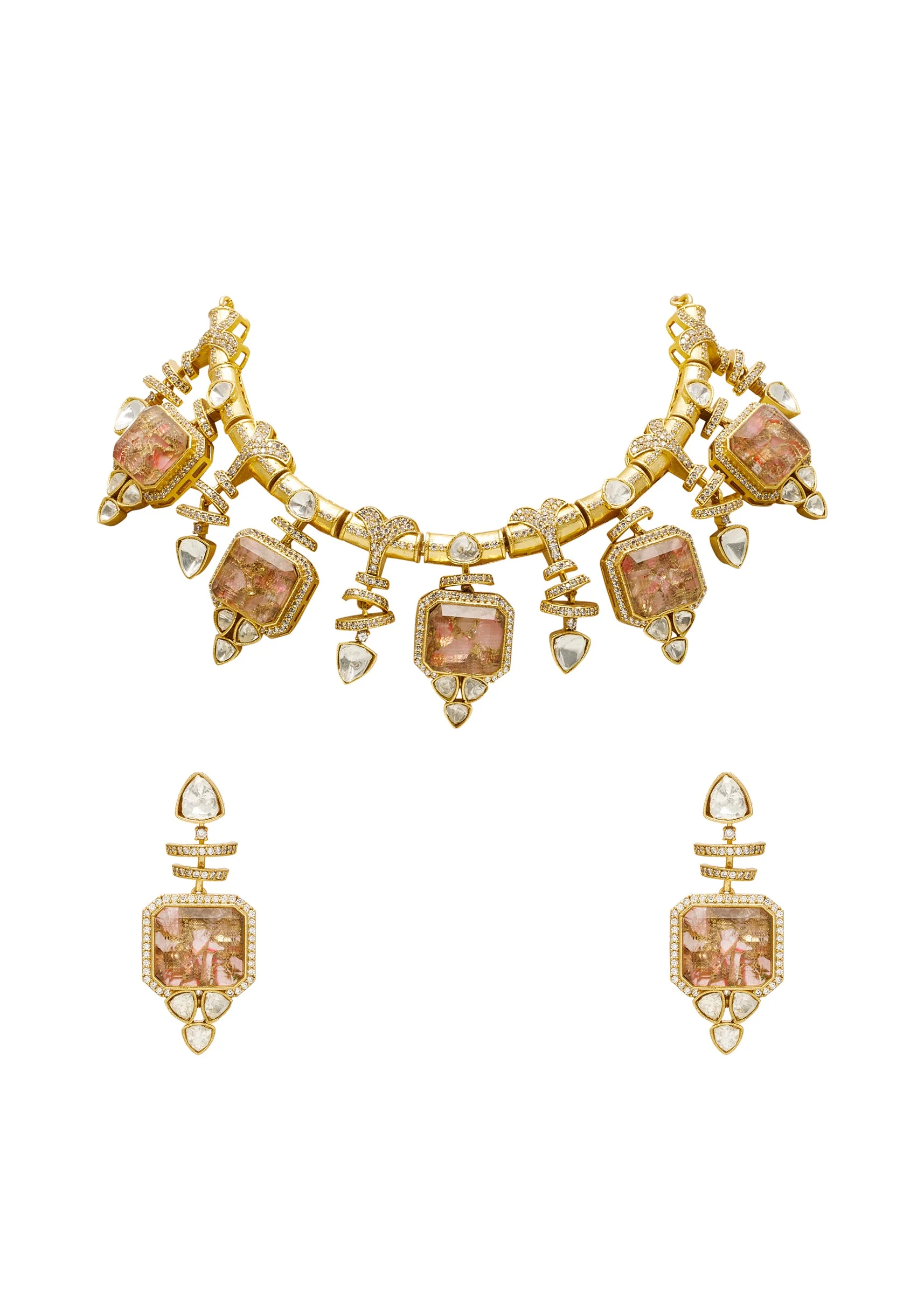 Rust Kundan Choker Necklace Set