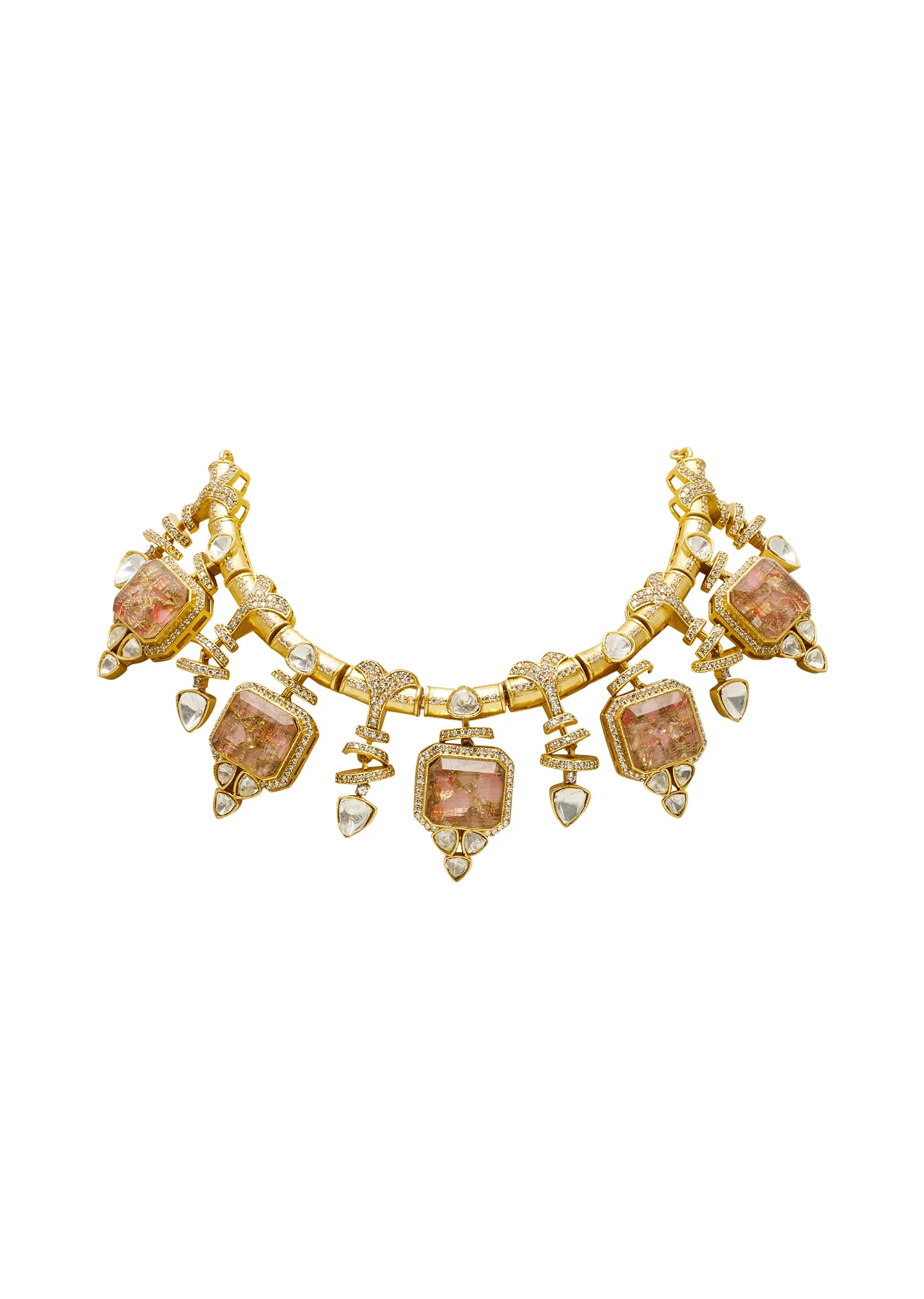 Rust Kundan Choker Necklace Set