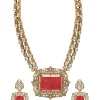 Pink Antique Long Necklace Set