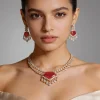 Red Kundan Statement Necklace Set