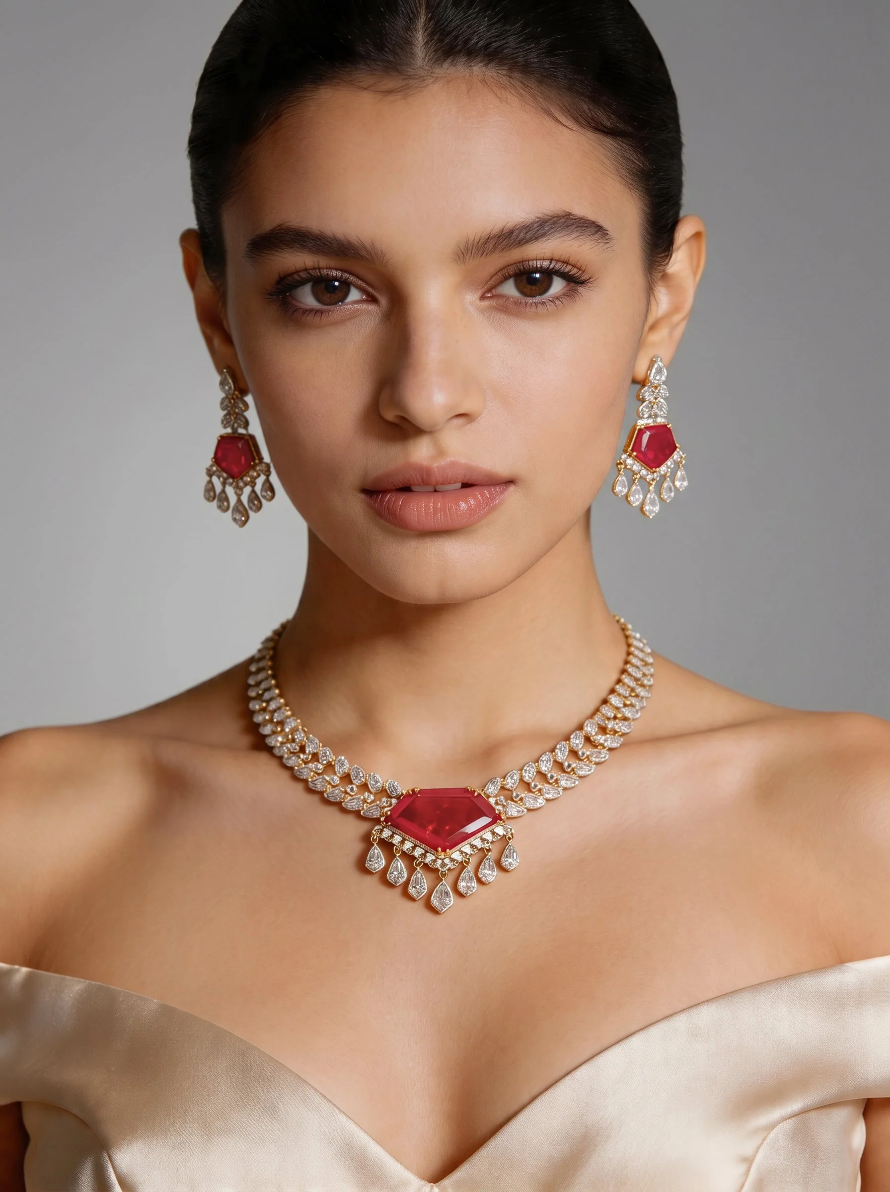 Red Kundan Statement Necklace Set