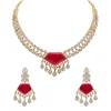 Red Kundan Statement Necklace Set