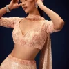 Salmon Peach Hand Embroidered Double Layer Sequence Lehenga With Frill
