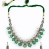 Green Kundan Polki Short Necklace Set With Earrings