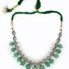 Green Kundan Polki Short Necklace Set With Earrings