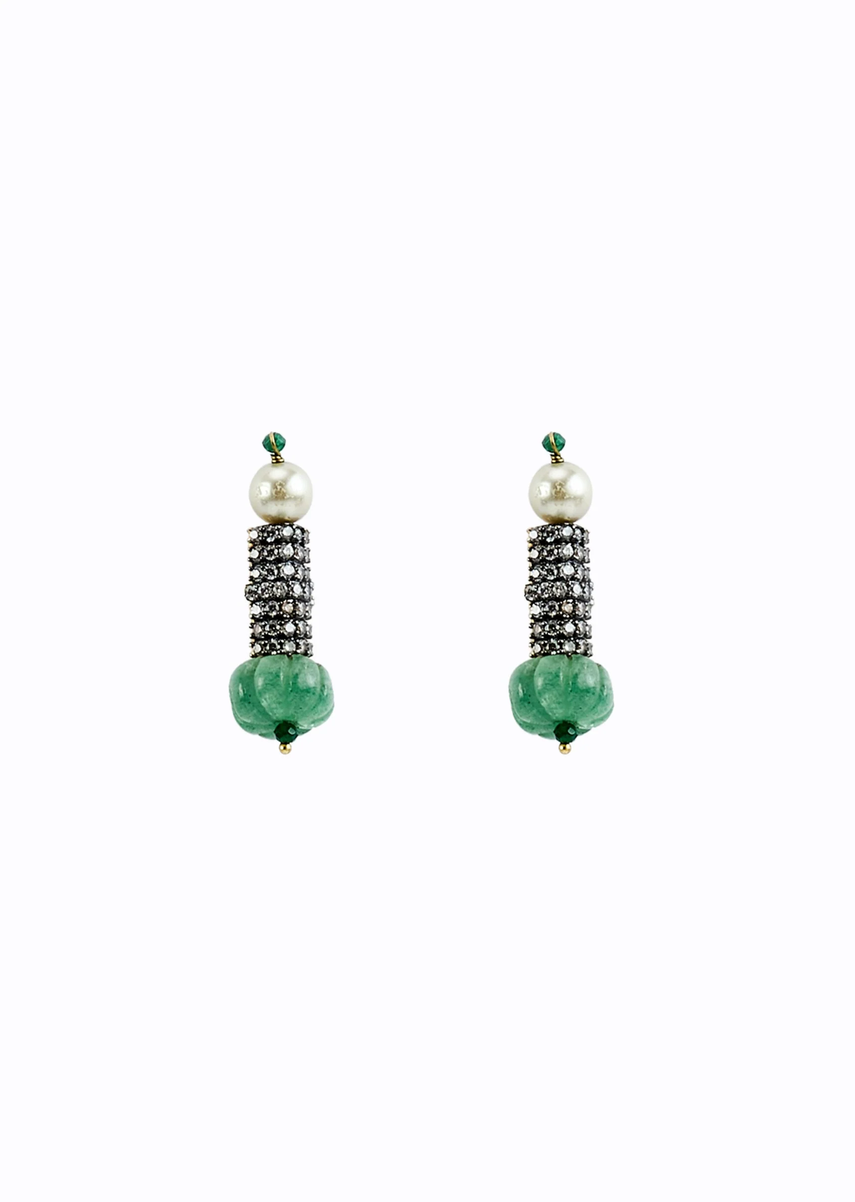 Green Kundan Polki Short Necklace Set With Earrings